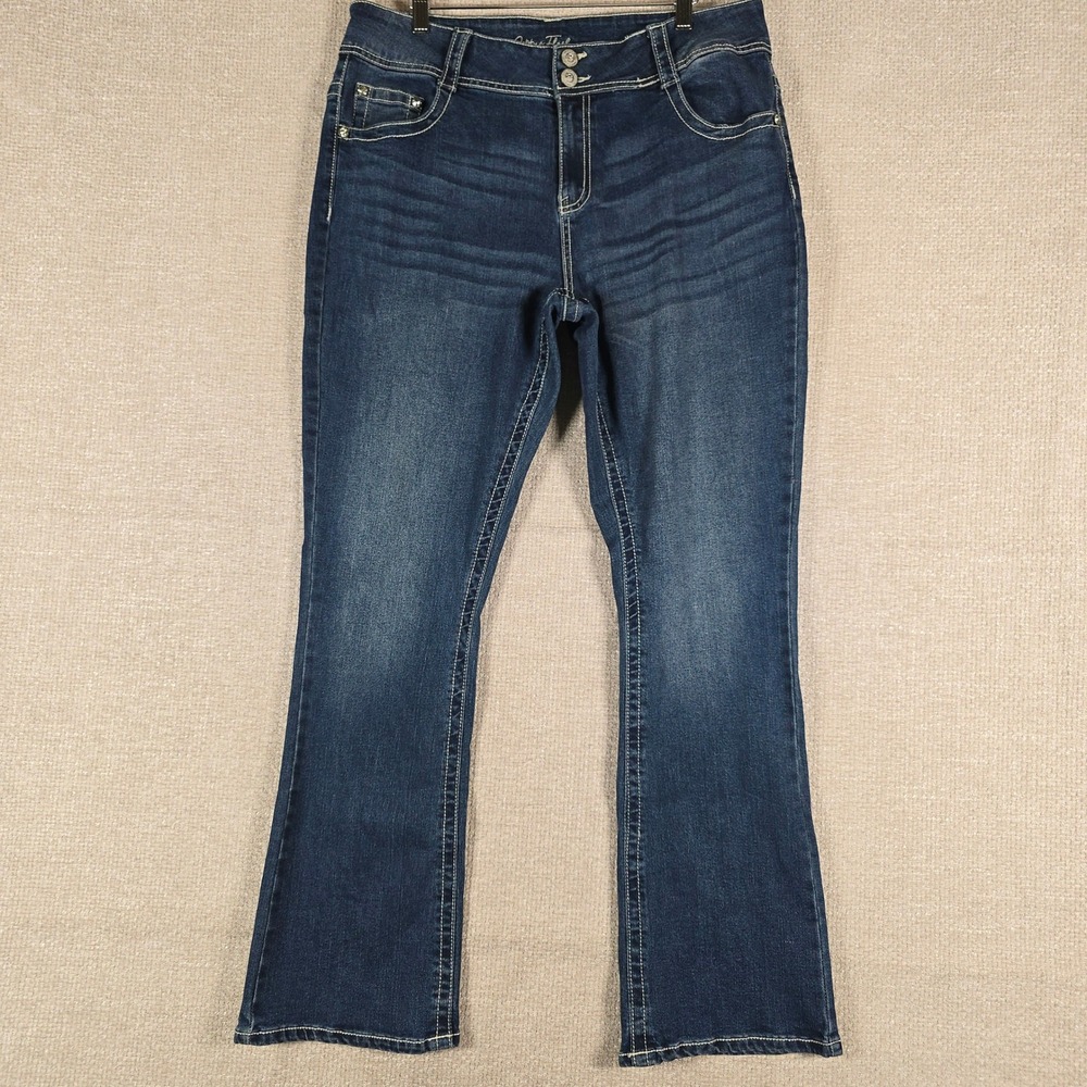 Copper Flash Curvy Bootcut‎ Jeans Womens 16 Lenny Wash Blue Embroidered CM1212